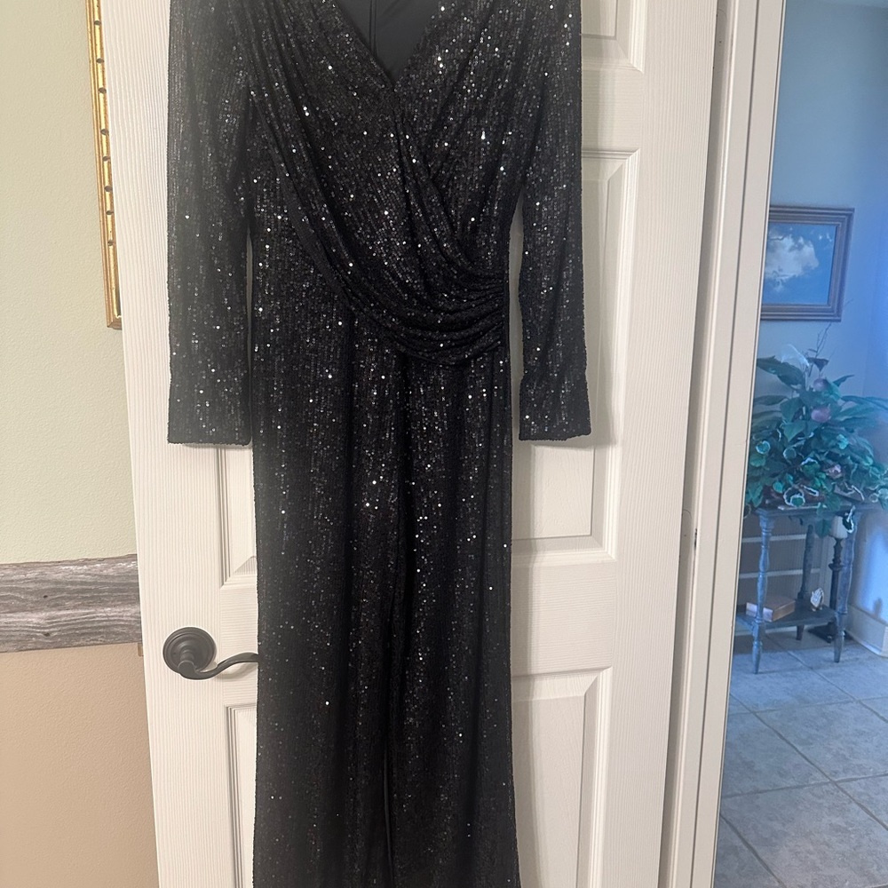 Elegant Black Sequin JUMPSUIT